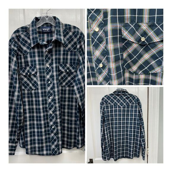 Wrangler Other - Wrangler western wear pearl snap long‎ sleeve lightweight shirt men's xl